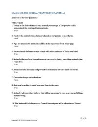 Agriculture Chapter 21 Homework The Other Group Referred Animal Rights Activists