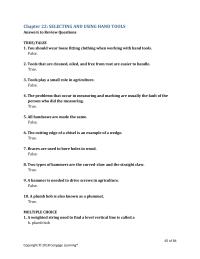 Agriculture Chapter 22 Homework Proper Care Tools Important Because Tools That