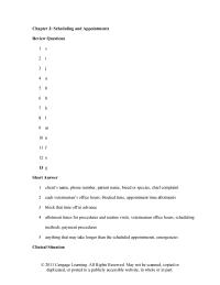 Veterinary Medicine Chapter 3 Allotment times for procedures and routine visits
