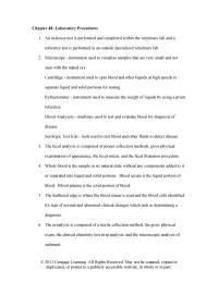 Veterinary Medicine Chapter 48 The Urinalysis Composed Sterile Collection Method The