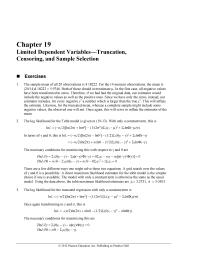 Economics Chapter 19 Homework The log likelihood for the truncated regression with only a constant term is