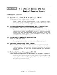 Economics Chapter 14 Money Banks And The Federal Reserve System