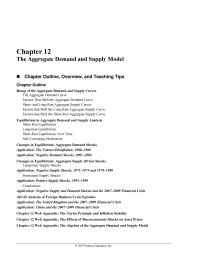 Economics Chapter 12 Recap of the Aggregate Demand and Supply