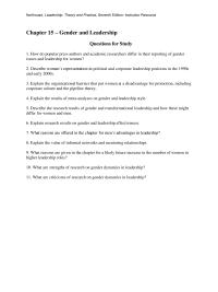 Chapter 15 Homework Explain Research Results Gender And Leadership Effectiveness