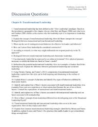 Communications Chapter 8 Homework Turners 2011 Components Pseudo transformational Leadership Explain How