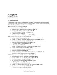 Finance Chapter 9 Homework From There They Develop The Dividenddiscount Model