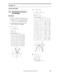 Chapter 12 When the equation of a parabola is given in the form