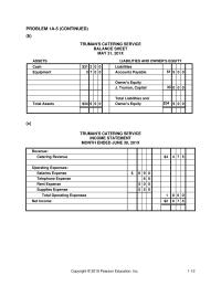 Accounting Chapter 1 Homework Trickett Catering Trickett Capital Revenue