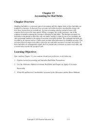 Accounting Chapter 13 Homework Lecture Outline Methods Estimating How Many Accounts