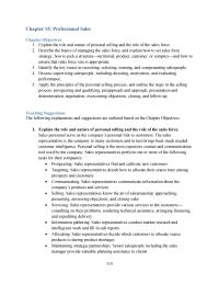 Marketing Chapter 15 Homework Professional Sales Objectives Explain