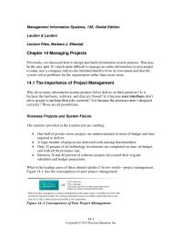 Management Chapter 14 A large number of projects are delivered