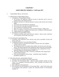 Management Chapter 7 Combination of the risk free asset with alternative&nbsp;