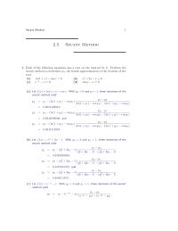 Chapter 2 Homework Secant Method 25 Secant Method Each The