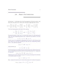 Chapter 3 Homework Direct Factorization Now Back Substitution Applied The