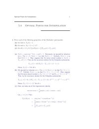 Chapter 5 Homework Optimal Points For Interpolation 54 Optimal Points