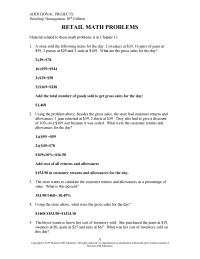 Additional Projects What The Gross Margin The Store Had