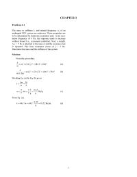 Chapter 3 Homework An SDF system is excited by a sinusoidal force