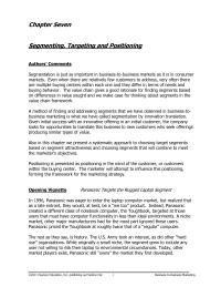 Marketing Chapter 7 Talc Are Special Case Segmentation With Implications