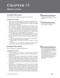 Nursing Chapter 35 Homework Medications Learning Outcome Define Selected Terms