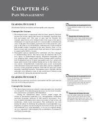 Nursing Chapter 46 Homework Pain Management Learning Outcome Discriminate Between