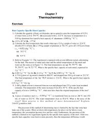 Chemistry Chapter 7 Homework Thermochemistry Exercises Heat Capacity Specific Heat
