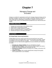 Management Chapter 7 Homework Managing Change And Innovation Change Constant