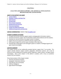 Management Chapter 4 Homework Compare and contrast decision support systems and geographic