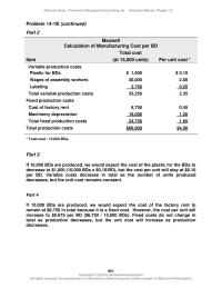 Accounting Chapter 14 Variable costs decrease in total as the number