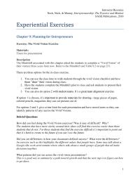 Entrepreneurship Chapter 09 Homework Vivid Visions Debrief Questions How Did You