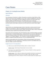 Entrepreneurship Chapter 10 Homework Sample Answers Case Questions What Revenue Models