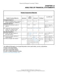 Accounting Chapter 13 Ratios Are Organized Into The Four Below