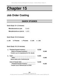 Accounting Chapter 15 Total cost of direct materials requisitioned