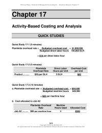 Accounting Chapter 17 Hours Per Unit Overhead Allocated 25 Dlh