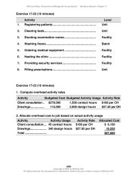 Accounting Chapter 17 Allocate overhead costs to litigation using