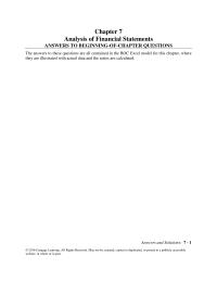 Finance Chapter 7 The data provided in the financial statements