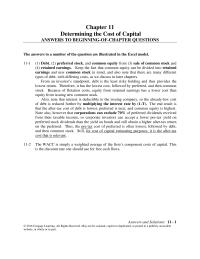 Finance Chapter 11 Cap Techniques Find Different Costs Capital For