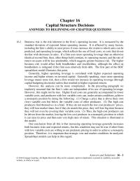 Finance Chapter 16 Business risk is the risk inherent in the firm’s