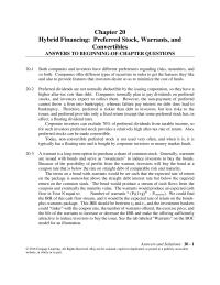 Finance Chapter 20 However The Convertible With Its Interest Yield
