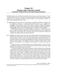 Finance Chapter 26 Mergers And Corporate Control Answers Beginning of