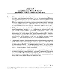 Finance Chapter 29 The par value is the nominal or face value