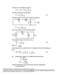 Electrical Engineering Chapter 6 Homework Evaluating for the circuit components given, we have