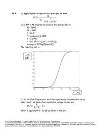 Electrical Engineering Chapter 6 Homework At very low frequencies, with the capacitance considered to be an