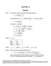 Electrical Engineering Chapter 13 Homework which can be plotted to obtain the input characteristic