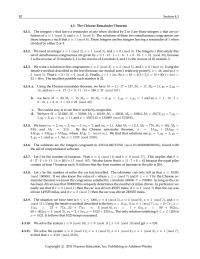 History & Theory Chapter 4 Homework The solutions are the integers congruent to