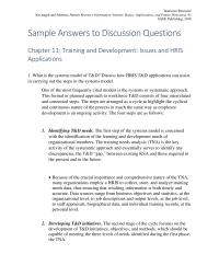 Human Resources Chapter 11 In order to assess whether a particular training initiative
