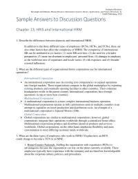 Human Resources Chapter 13 An international corporation uses its existing core
