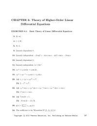 Chapter 6 Homework The coefficient is the Wronskian W