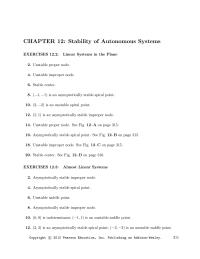 Chapter 12 Homework Asymptotically stable improper node.