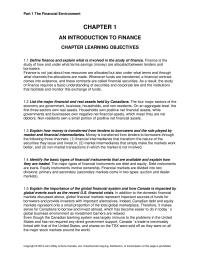 Finance Chapter 01 Reference Financial Instruments And Markets&nbsp;