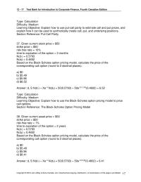 Finance Chapter 12 Type Calculation Difficulty Medium Learning Objective Explain